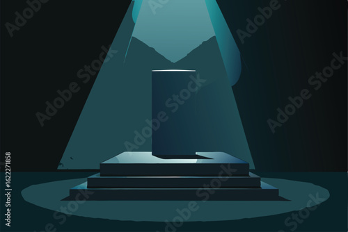 sleek black marble podium illuminated by a single  (1).eps