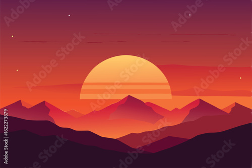 sunset with fiery orange sky background  .eps
