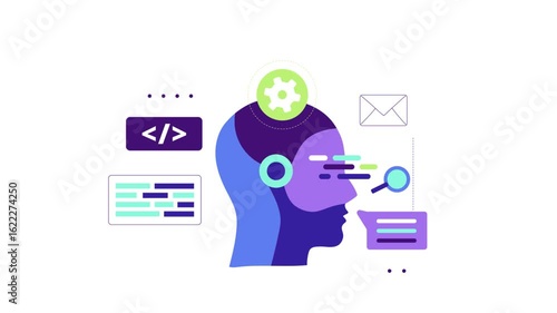 Abstract Illustration of Artificial Intelligence and Digital Technology Concepts