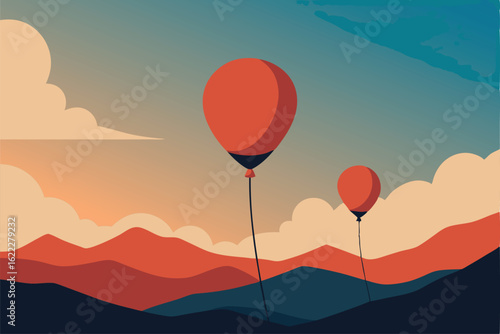 hot air balloon in the sunset