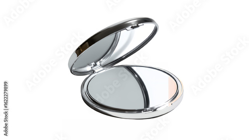 a round silver pocket mirror