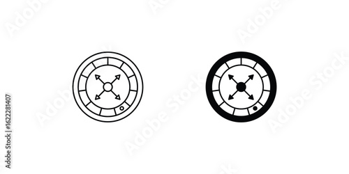 russian roulette set icon with white background vector stock illustration