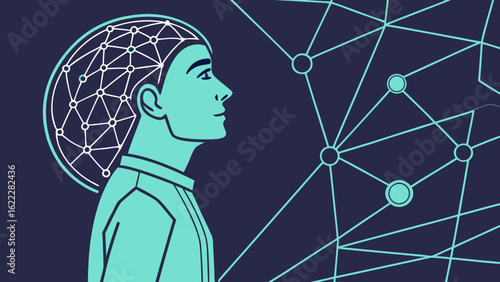 Ai brain network technology concept illustration for artificial intelligence and neural connections