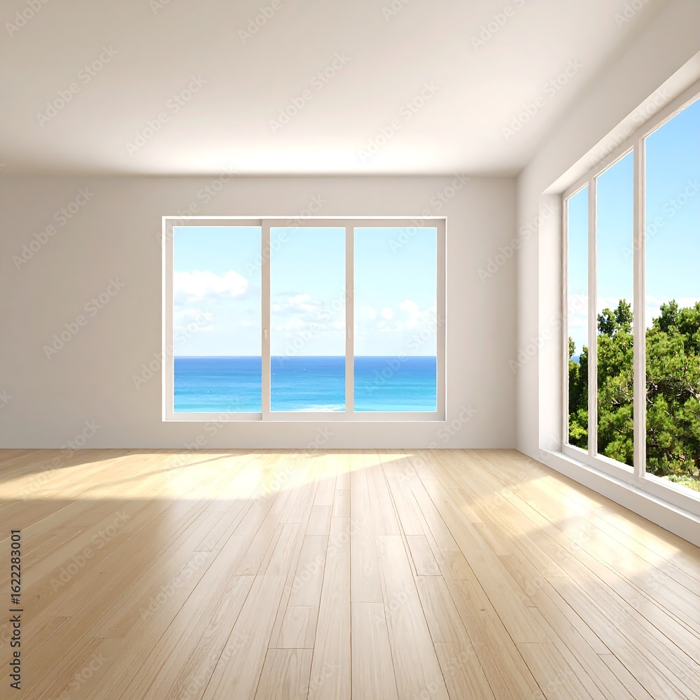 Obraz premium Empty room with ocean view