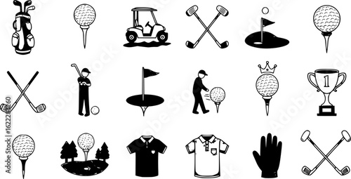monochrome golf icons , vector