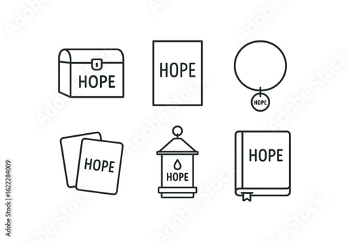 simple straight perfect outline stroke icon items monoline icons style isolated on white background hope chest scrapbook hope quote poster hope charm bracelet hope affirmation cards hope