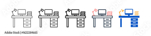 Work Table different style icons set vector illustration. 