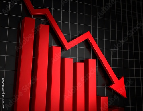 Red bar graph showing a downward trend