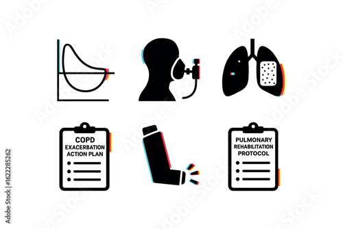 six different glitch effect illustration isolated on white backgorund wrist fracture Colles plate wrist fracture Smith' plate wrist fracture external fixator wrist fracture lunate wiring