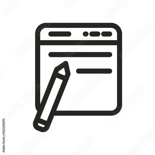 An icon depicting a notepad with lines and a pencil placed on its left side