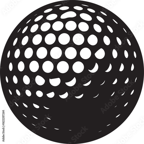 Silhouette of Golf Ball in Black | Clean Sports Icon Illustration Vector Format