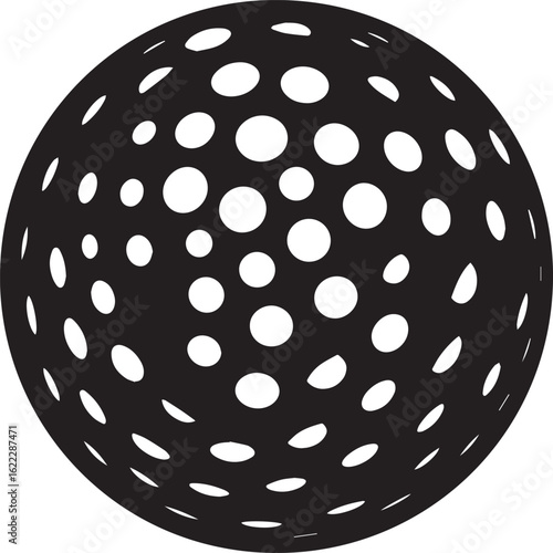 Silhouette of Golf Ball in Black | Clean Sports Icon Illustration Vector Format
