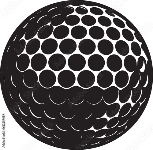 Silhouette of Golf Ball in Black | Clean Sports Icon Illustration Vector Format