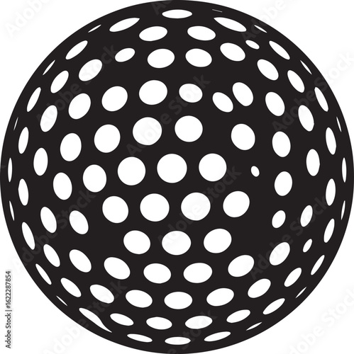 Silhouette of Golf Ball in Black | Clean Sports Icon Illustration Vector Format