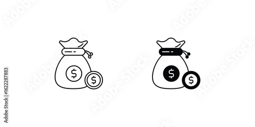 money bag set icon with white background vector stock illustration