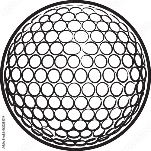 Silhouette of Golf Ball in Black | Clean Sports Icon Illustration Vector Format