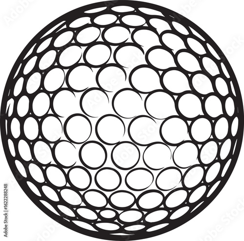 Silhouette of Golf Ball in Black | Clean Sports Icon Illustration Vector Format