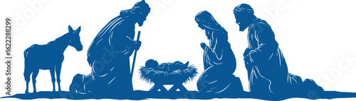 Silhouette Nativity Scene Vector Illustration