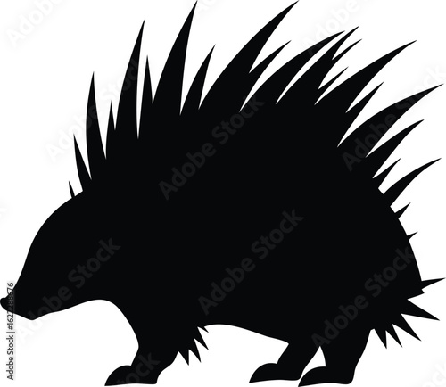 Porcupine Silhouette: A sleek silhouette of a porcupine, its quills bristling. A symbol of resilience and defense, captured in graphic form.
