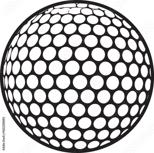 Silhouette of Golf Ball in Black | Clean Sports Icon Illustration Vector Format