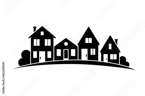 Black houses on a white background buildings architecture