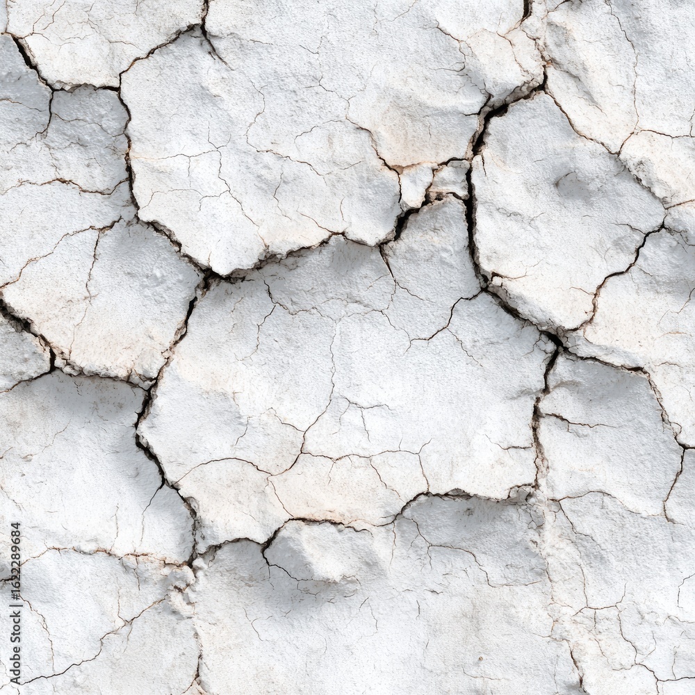 Fototapeta premium Dry, cracked earth; white, textured surface