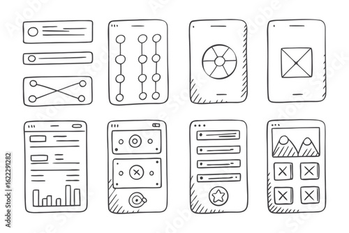Digital Wireframes: A meticulously crafted digital wireframe collection, showcasing the fundamental building blocks of user interfaces.
