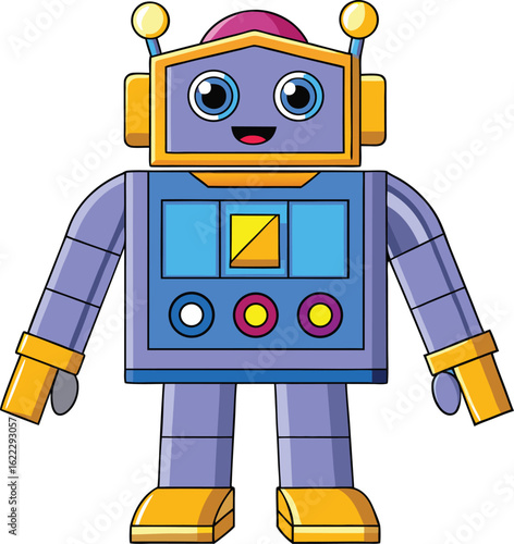 Halloween Robot Costume with Antenna and Buttons – Flat Vector