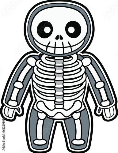 Halloween Skeleton Costume with Bone Details – Bold Vector Style