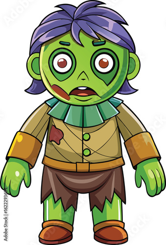 Halloween Zombie Costume with Tattered Clothes – Flat Vector