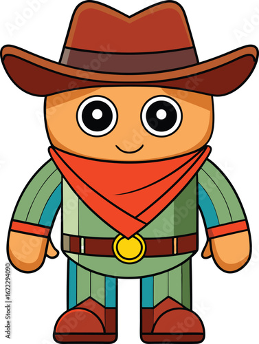 Halloween Cowboy Costume with Hat and Boots – Simple Flat Vector