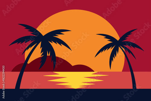 Wallpaper Mural tropical island with palm trees Torontodigital.ca