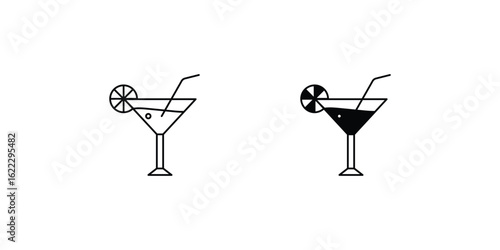 martini set icon with white background vector stock illustration