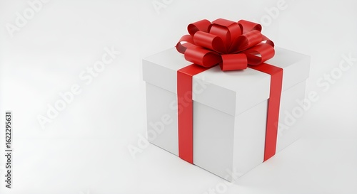 White Gift Box with Red Ribbon and Bow for Special Occasions