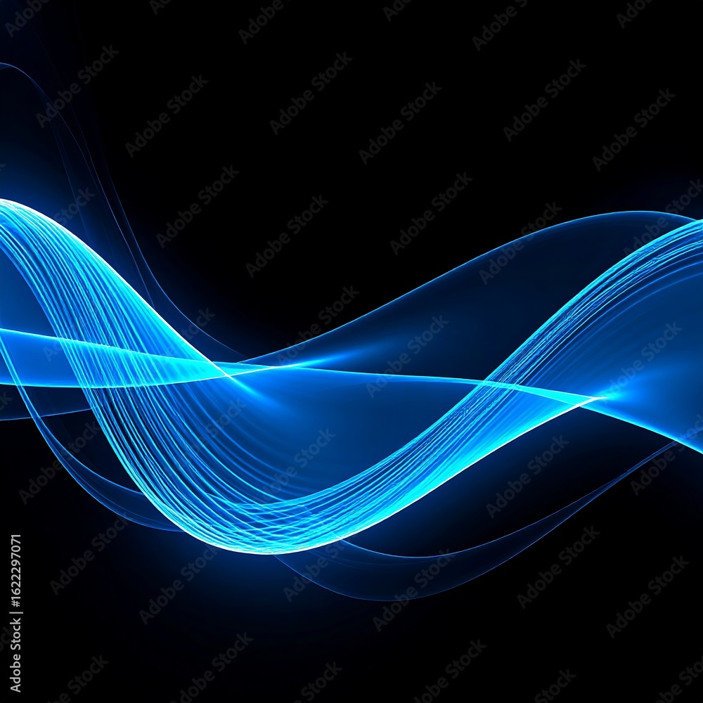 Obraz premium Abstract blue wave design on black background