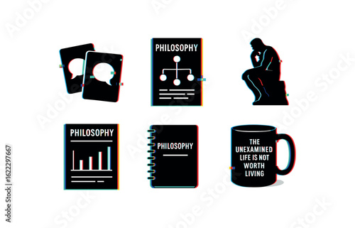 six different glitch effect illustration isolated on white backgorund rainproof phone pouch rain slicker backpack cover rain shower curtain rain door mat rain garden sign rain chain