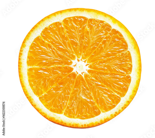 Vibrant cross section of an orange fruit isolated on a transparent background for healthy eating