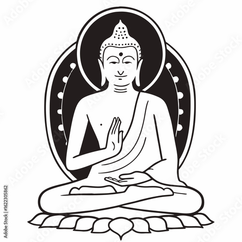Black and White Buddha Blessing Pose