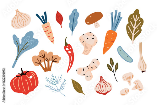A Feast of Fresh Veggies: A vibrant illustration of a colorful array of fresh vegetables, meticulously arranged to tantalize the senses and celebrate the bounty of nature.