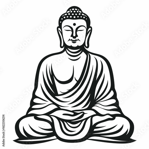 Black and White Meditating Buddha