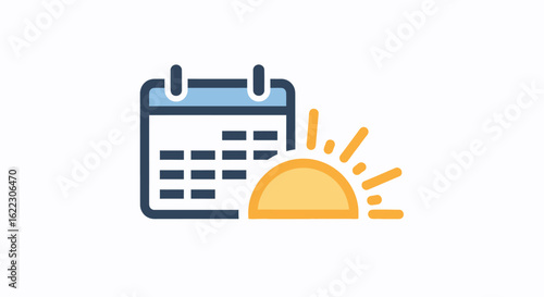 Calendar and Sunrise Icon Representing Daily Planning and Schedule