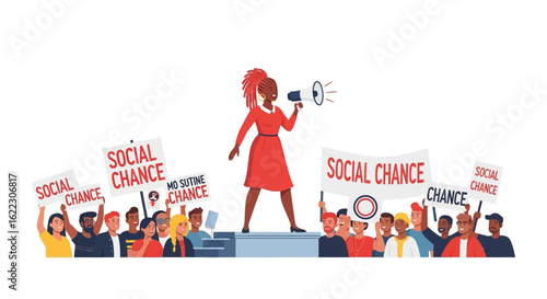 Diverse Community Advocating for Societal Progression and Fairness Through Collective Rallying  Amplifying Voices for a More Just and Equitable Future