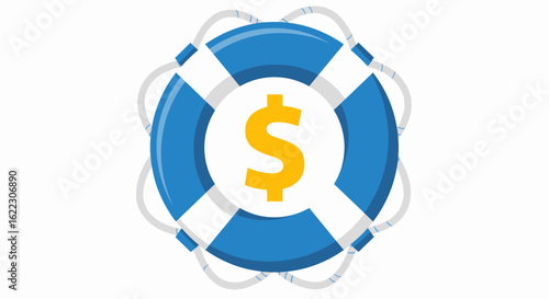 Financial Rescue: Dollar Sign Inside a Life Preserver Symbol.