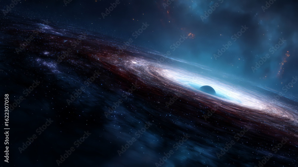 Fototapeta premium Spiral Galaxy With Glowing Center In Deep Space