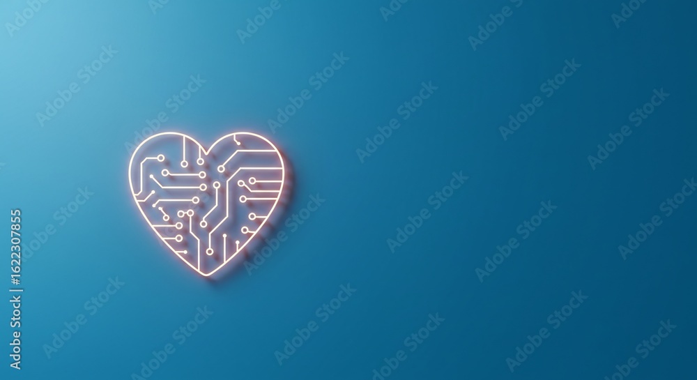 Obraz premium A digital heart circuit shows technology's role in monitoring heart health.
