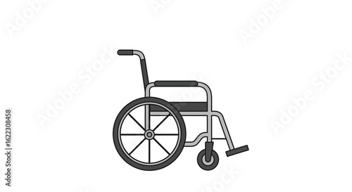 Grey Wheelchair Illustration Simple Design Medical Mobility Aid