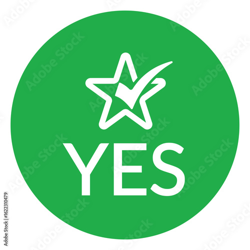Modern green circle with bold white check mark above the word "YES" in sans-serif font. Flat, minimalist design with high contrast, conveying clear positive affirmation.