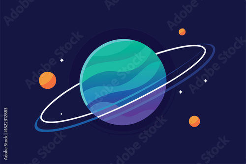 stylized planetary orbit system with glowing lines