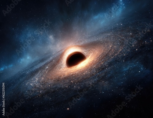Black hole at the heart of a swirling galaxy