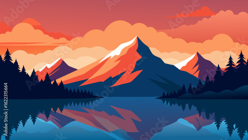 Snow Dusted Mountain Range Under Blue Sky
